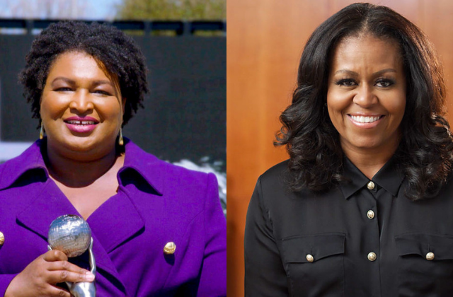 Stacey Abrams (left) and Michelle Obama (right)