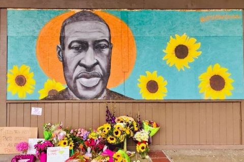A painted mural of George Floyd in La Mesa, California