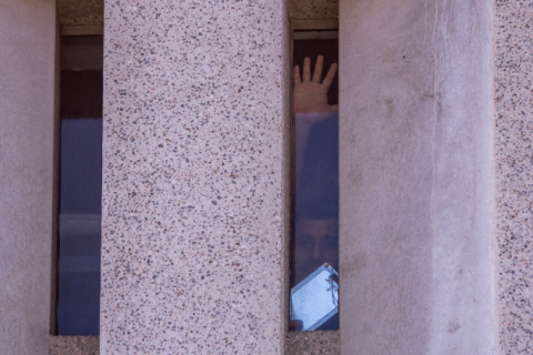 A man being held inside the Metropolitan Detention Center, which houses detained immigrants